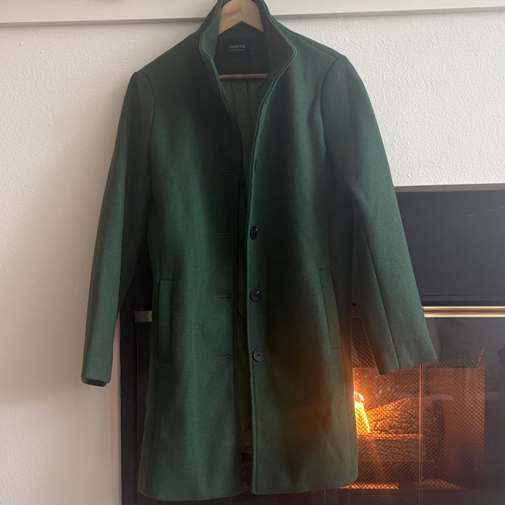 Part Wool Green Coat, Size S